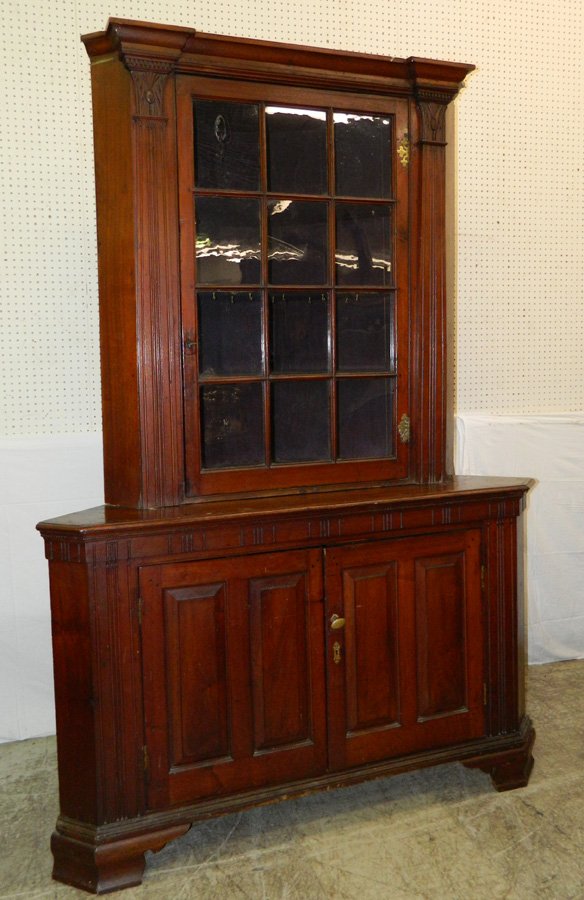 2 part 19th C. New Jersey walnut corner cabinet. (1 of 4)