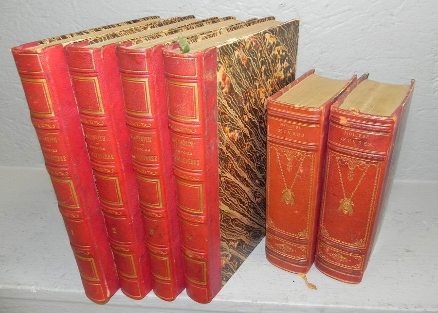 Group of six 19th C. leather bound books (1 of 1)