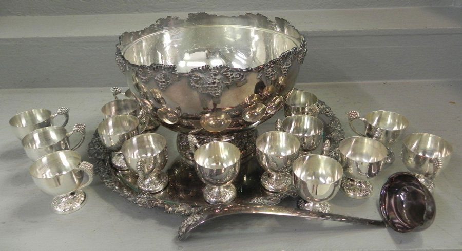 SP 18 pc. Punch bowl set with tray by Ferner. (1 of 1)