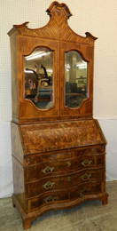 18th C. 2 piece Italian burl walnut secretary.