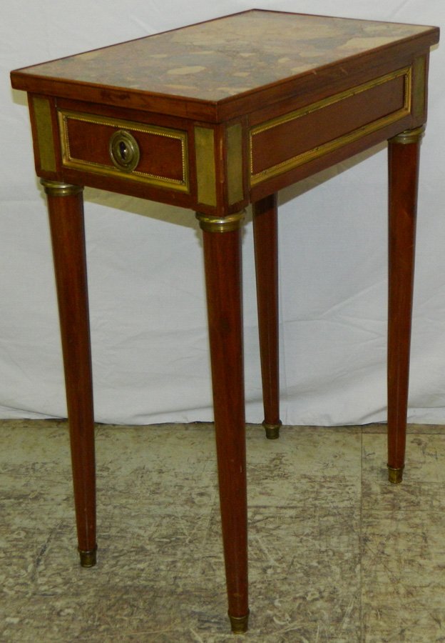 French marble top 1 drawer stand. (1 of 2)
