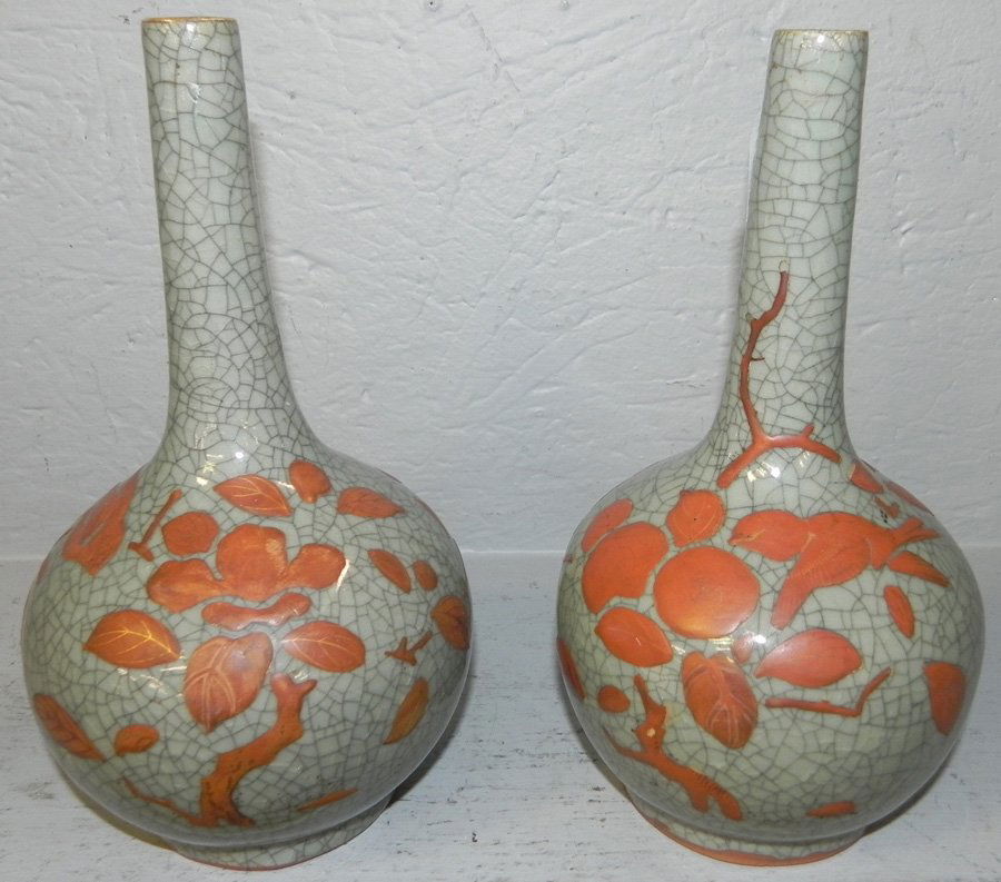 Pair of celadon crackleware vases. (1 of 1)