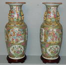 Pr 18th to 19th C. Rose Medallion palace vases.