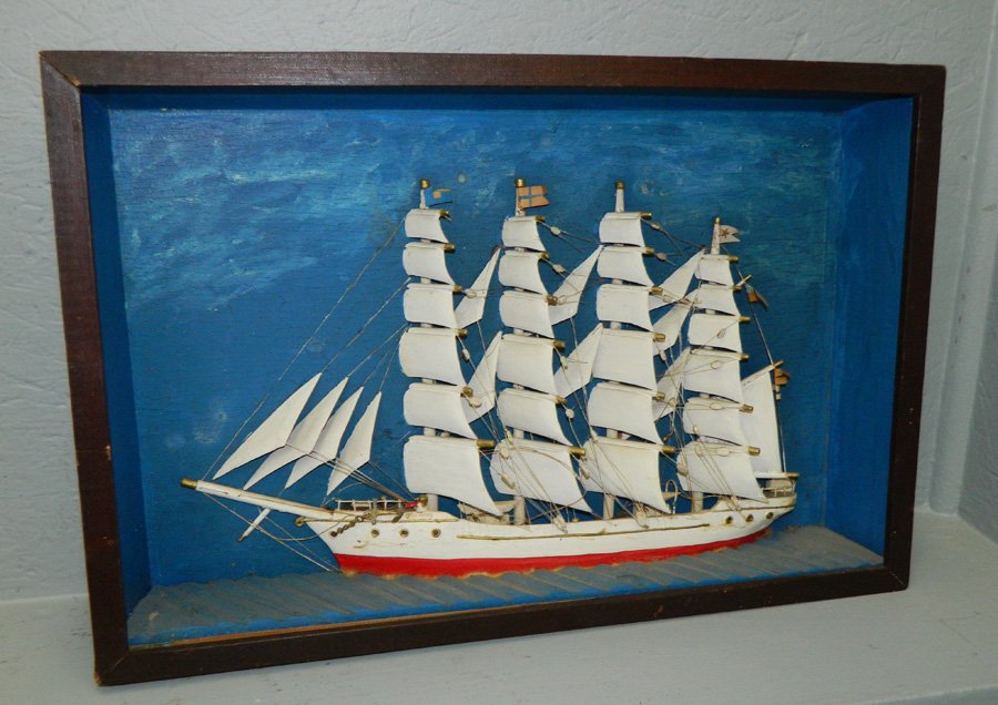 Shadowbox Framed ship model.: Shadowbox Framed ship model. 15 1/2" x 23".