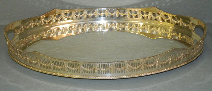 Eng. Sheffield gallery platter by William Adams.: English Sheffield gallery platter by William Adams. 12 3/4" x 19 1/4".