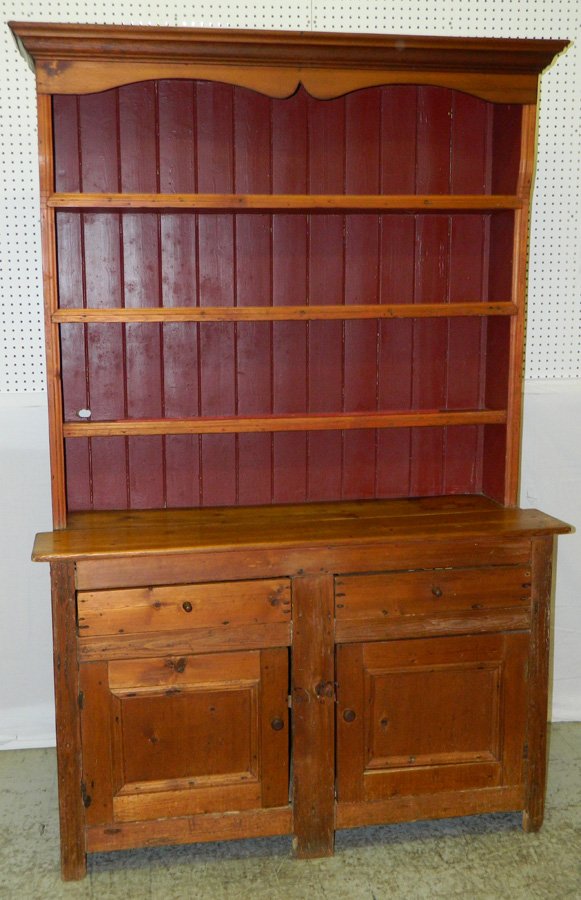 19th C. Amer. pine step back pewter cupboard (1 of 3)