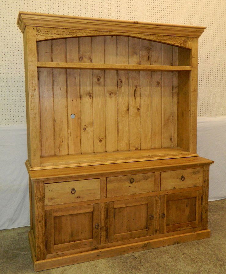 Pickled pine step back wall cupboard (1 of 3)