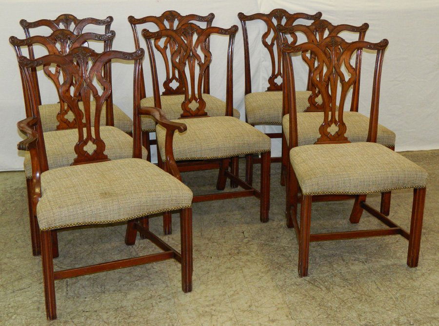 Set of 8 straight leg mahogany Chippendale chairs (1 of 1)