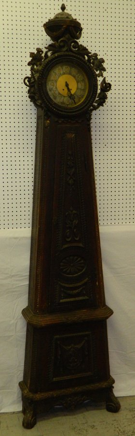 Carved oak French grandfather clock (1 of 5)
