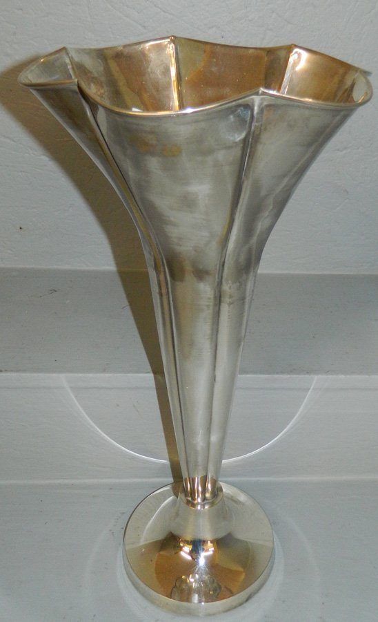 Silver plate tall trumpet vase (1 of 3)