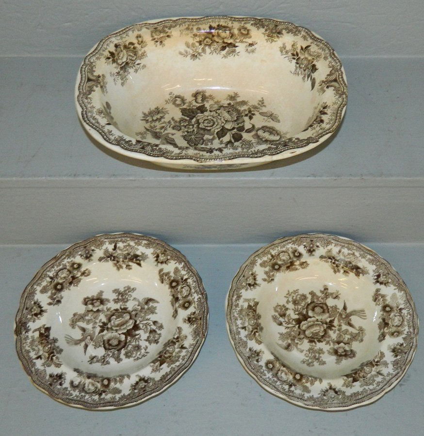 H & K Asiatic Pheasants transfer bowl & 2 soups (1 of 3)