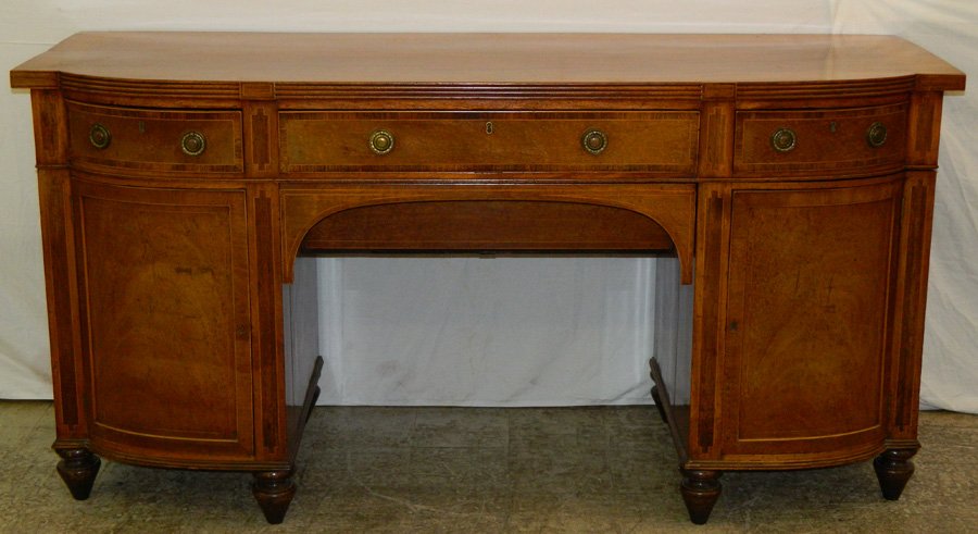 19th C inlaid 3 pc. Regency mahogany sideboard (1 of 4)