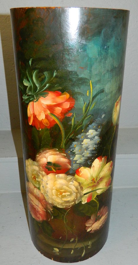 Paint decorated umbrella stand. (1 of 2)