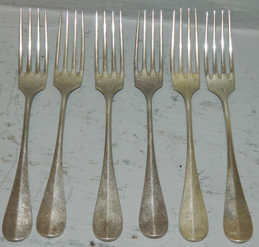 6 reverse monogrammed Christofle fork.: 6 reverse monogrammed Christofle forks