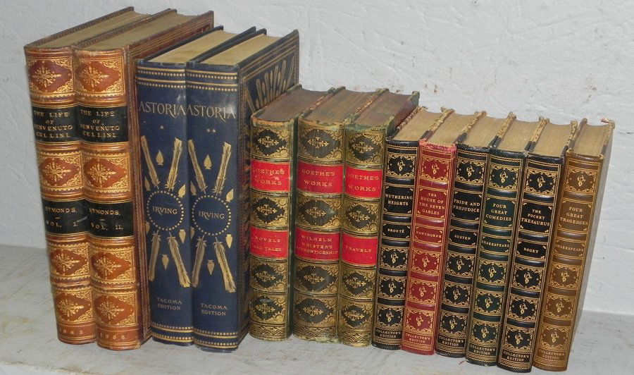 13 misc. quarter leather bound decorator books (1 of 1)