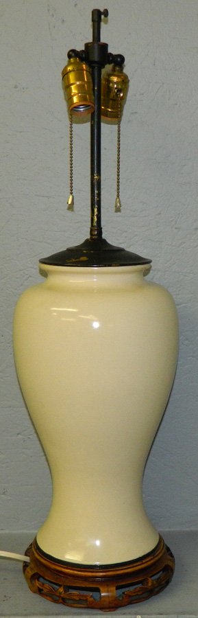 Creamware lamp. 28 1/2" tall. (1 of 2)