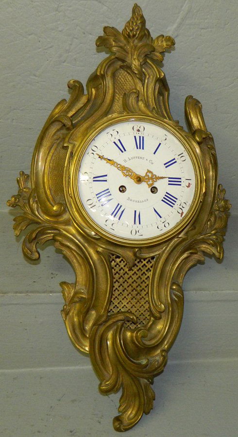 19th C French brass cartel clock. H. Luppens & Co. (1 of 3)
