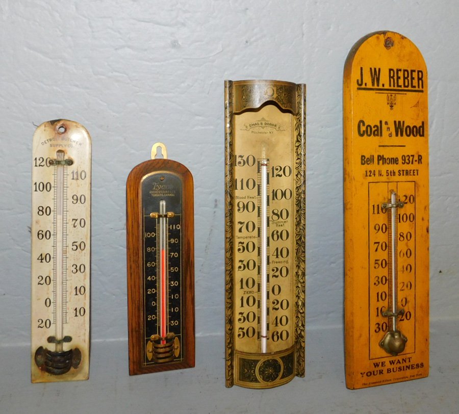 4 antique advertising thermometers. 11 1/2" tall. (1 of 1)