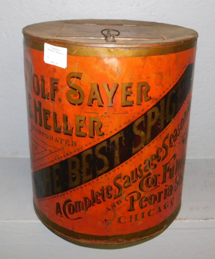 Wolf, Sayer & Heller antique sage tin. 13" tall. (1 of 1)