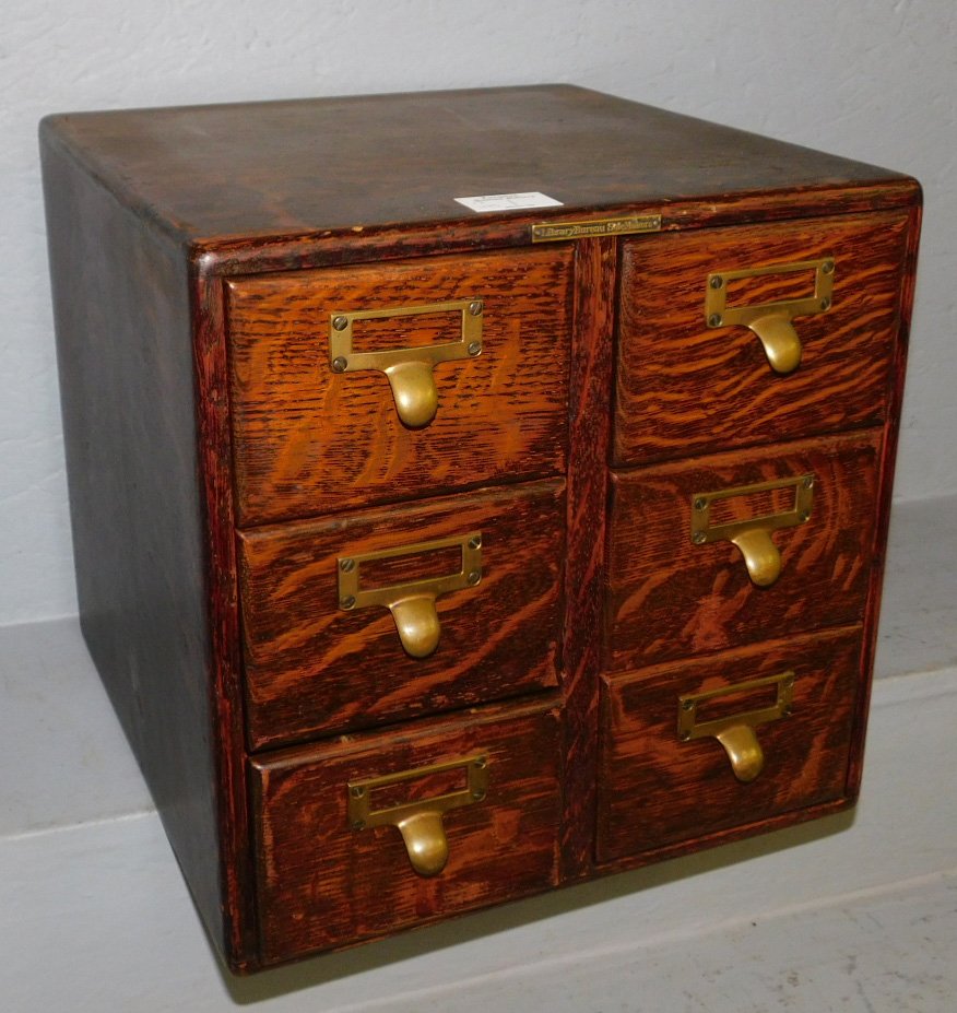 Antique Oak 6 drawer file cabinet. 13" cube. (1 of 1)