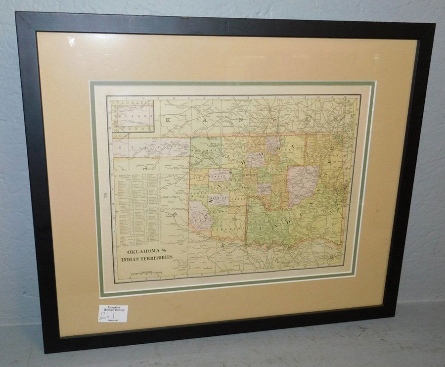 Framed and matted Indian Territory map of OK (1 of 2)