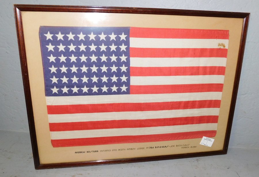 Framed 1941 forty eight star American flag. (1 of 2)