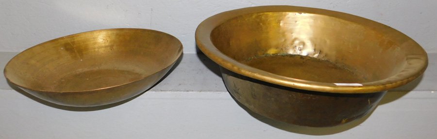 2 large brass bowls. To 18" dia. (1 of 1)