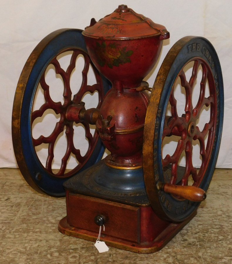 Chas. Parker Co cast iron double wheel coffee mill. (1 of 4)