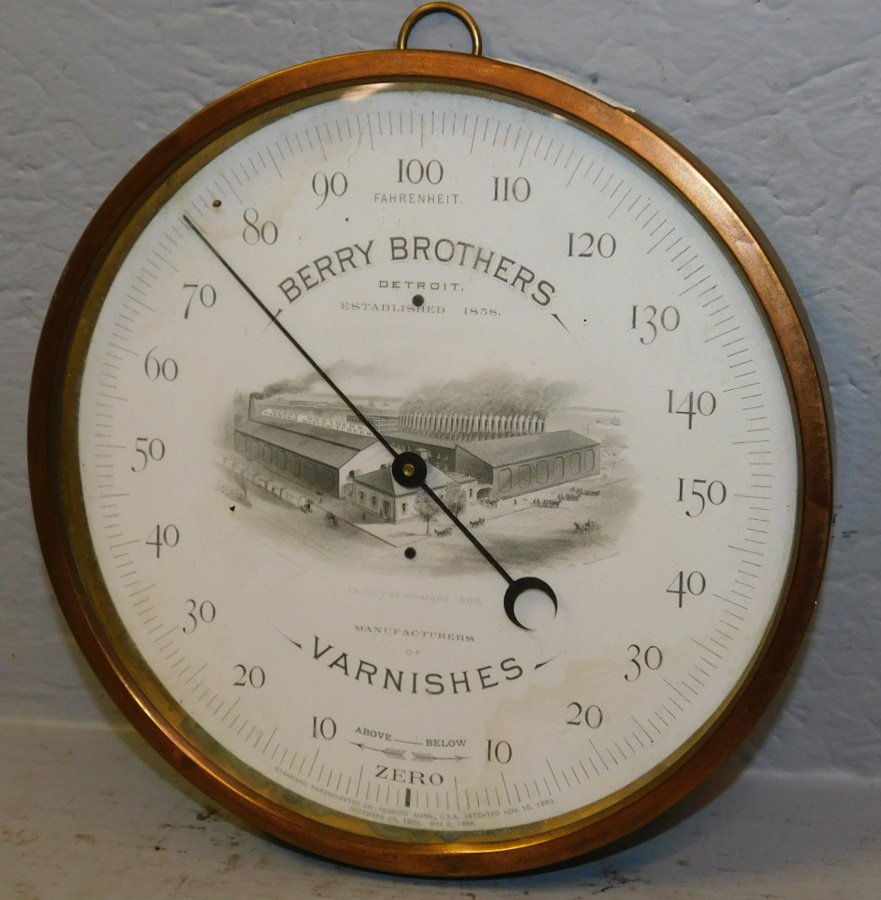 Gary Brother Varnishes advertising thermometer.: Gary Brother Varnishes advertising thermometer. 9 1/2" dia.