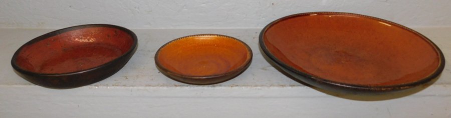 3 pcs. redware. 6 1/4" to 11 1/4" dia. (1 of 1)
