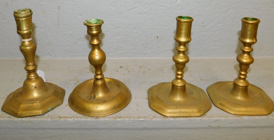 4 18th C Queen Anne candlesticks. 6" tall (1 of 1)