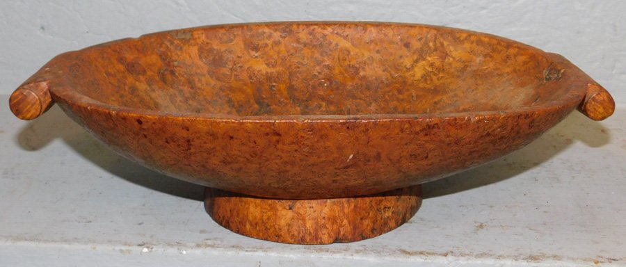 Oval burled footed tray. 12" long. (1 of 1)
