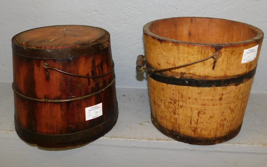 2 primitive wooden buckets. 7" to 8" tall. (1 of 1)