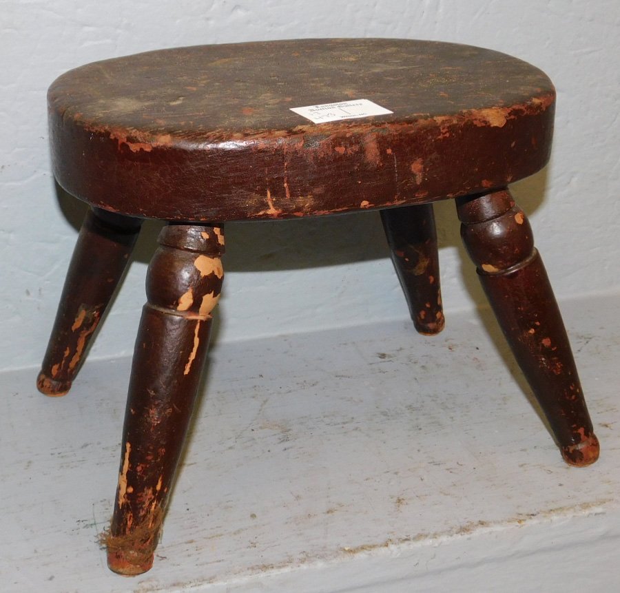 Early turned leg milking stool. 8" tall. (1 of 1)
