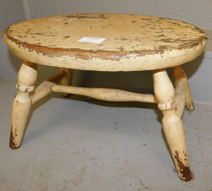 Paint decorated turn base milking stool. 16" long. (1 of 1)
