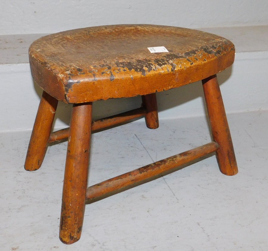 Paint decorated primitive stool. 10" tall. (1 of 1)