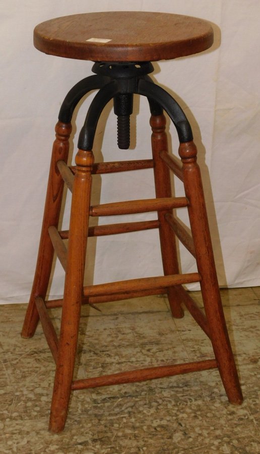 Country store oak stool. 29" tall. (1 of 1)