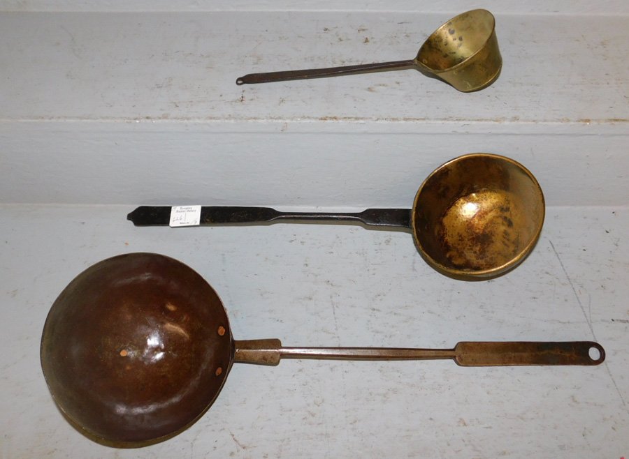 3 brass and forged iron handled dippers. (1 of 1)