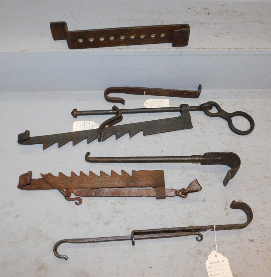 Collection of 6 early wrought iron trammels. (1 of 1)