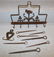 Wrought iron pot rack & skewer holder w/ skewers.