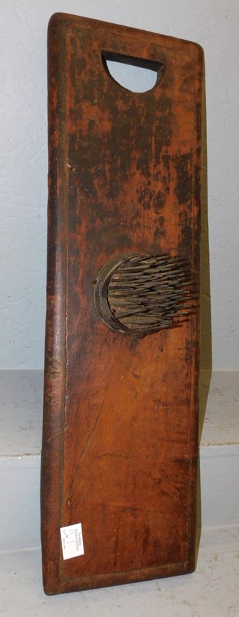 Late 18th to early 19th C wool grater on board. (1 of 1)