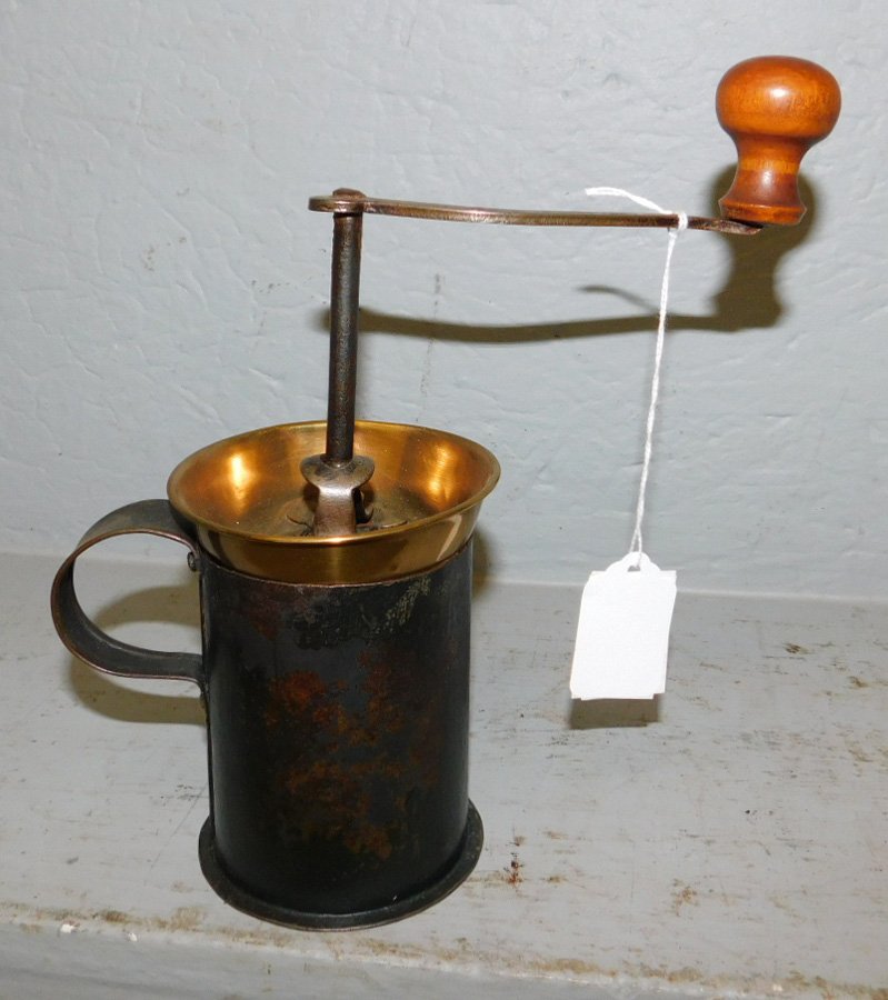 Early iron and brass coffee grinder. (1 of 1)