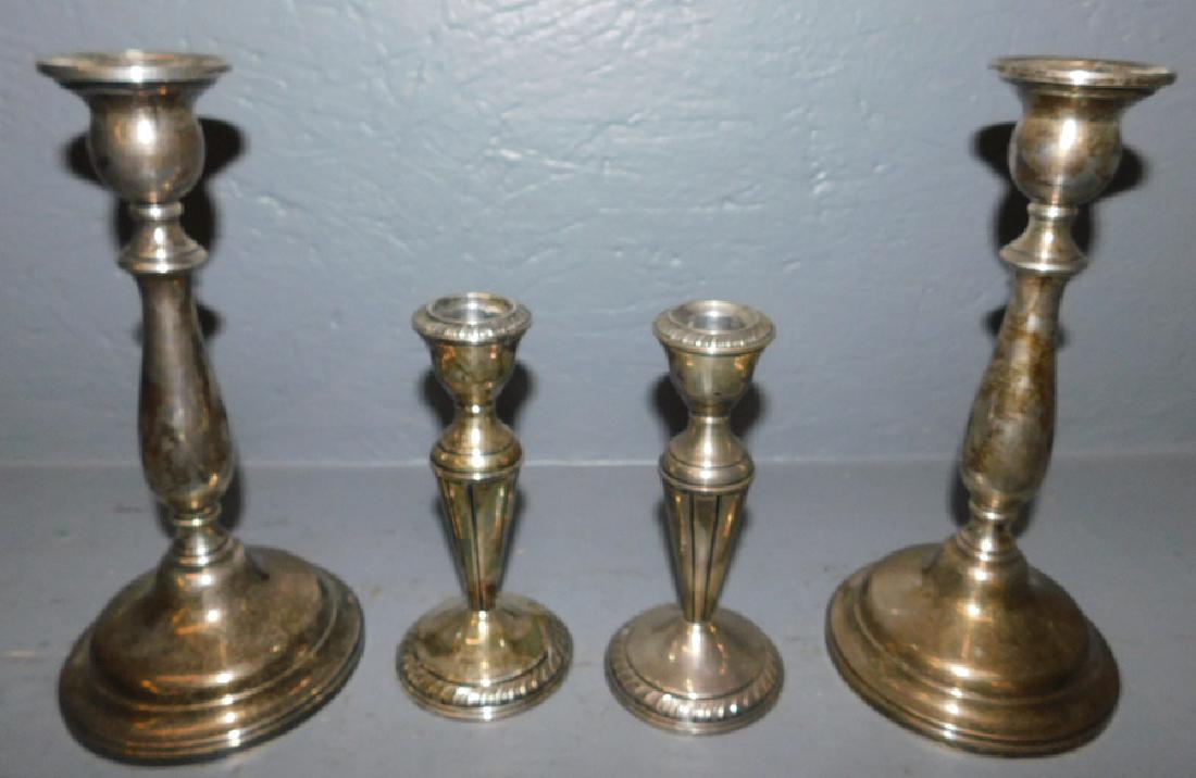2 pr. weighted sterling candlesticks. (1 of 2)