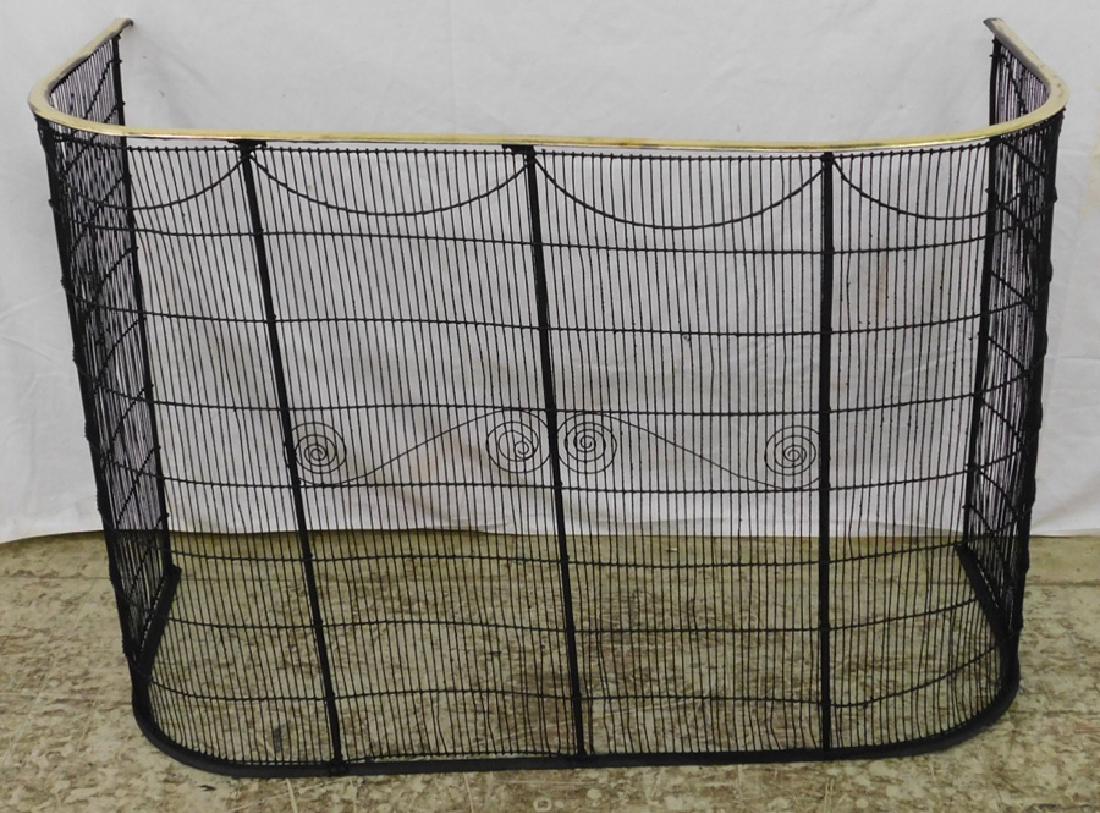 Iron grill fire screen with brass trim. (1 of 2)