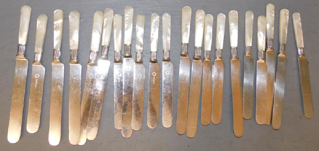 20 mother of pearl handled lunch and dinner knives. (1 of 2)