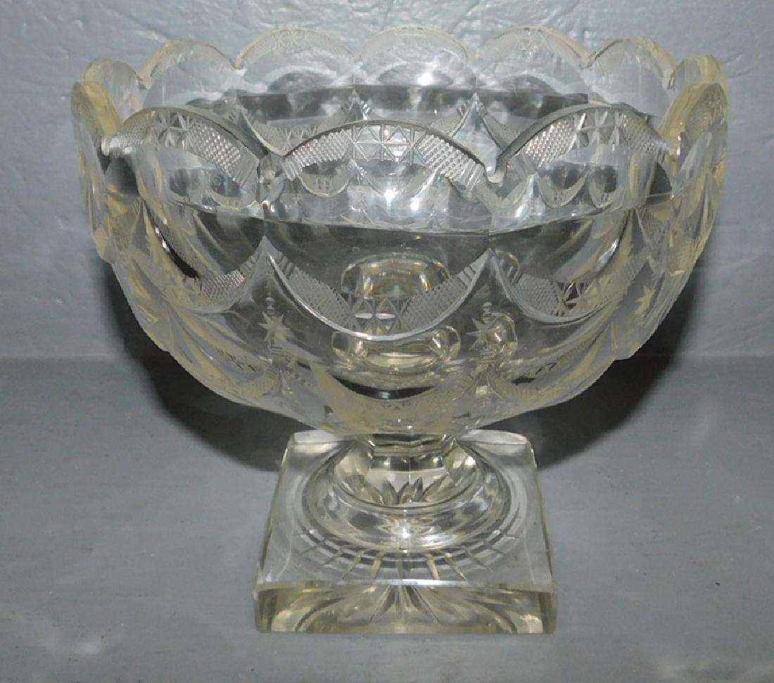 19th C Anglo Irish pedestal flint glass compote (1 of 2)