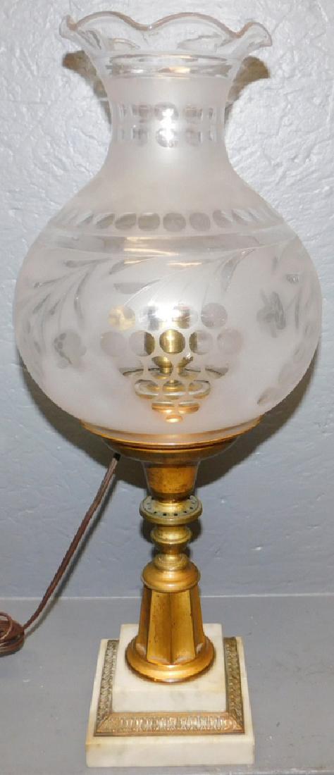 Brass and marble electrified Astral lamp. (1 of 1)