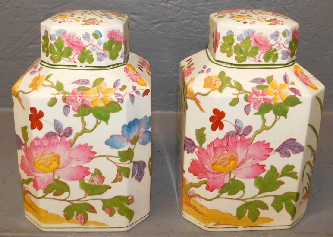 Pair of Wedgwood porcelain tea caddies. 7" tall. (1 of 3)