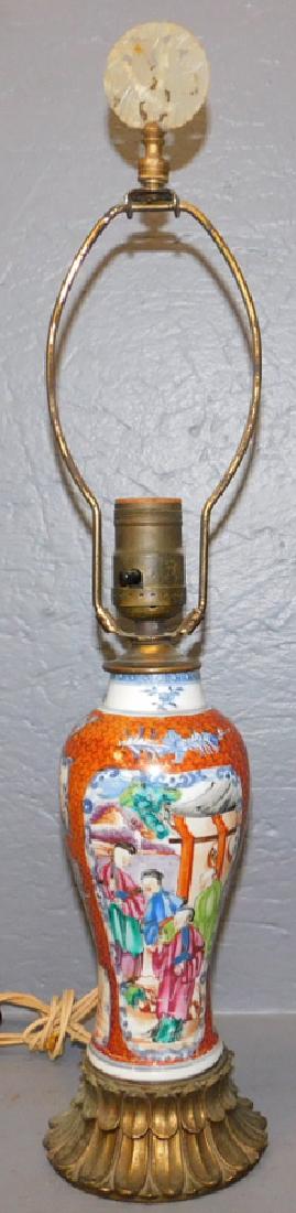 18th C Chinese export vase converted to lamp. (1 of 2)