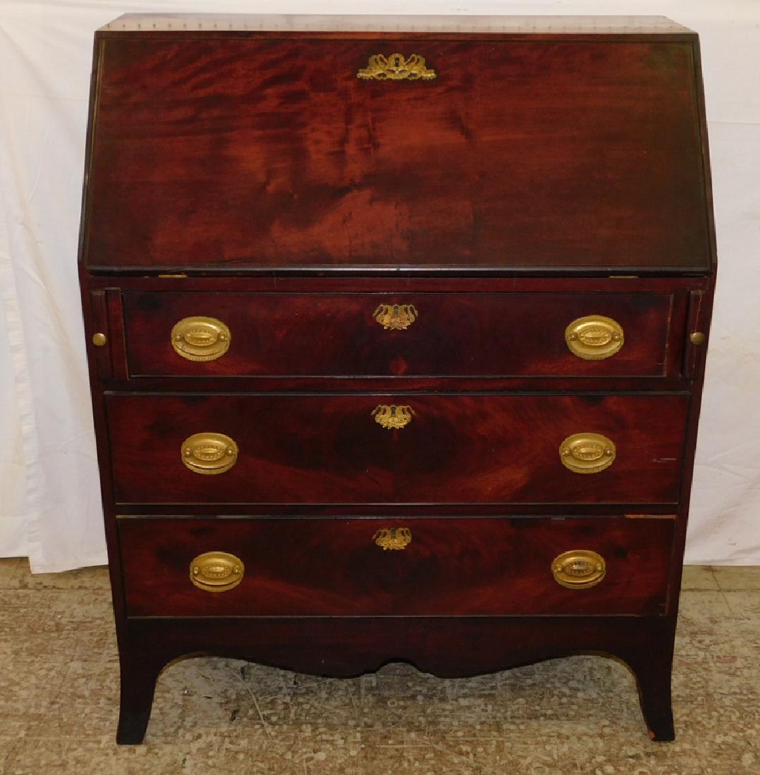 19th C Mah Am fall front desk w/ antique brasses. (1 of 3)